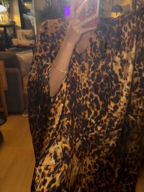 Pure Italian silk Leopard Print Kaftan